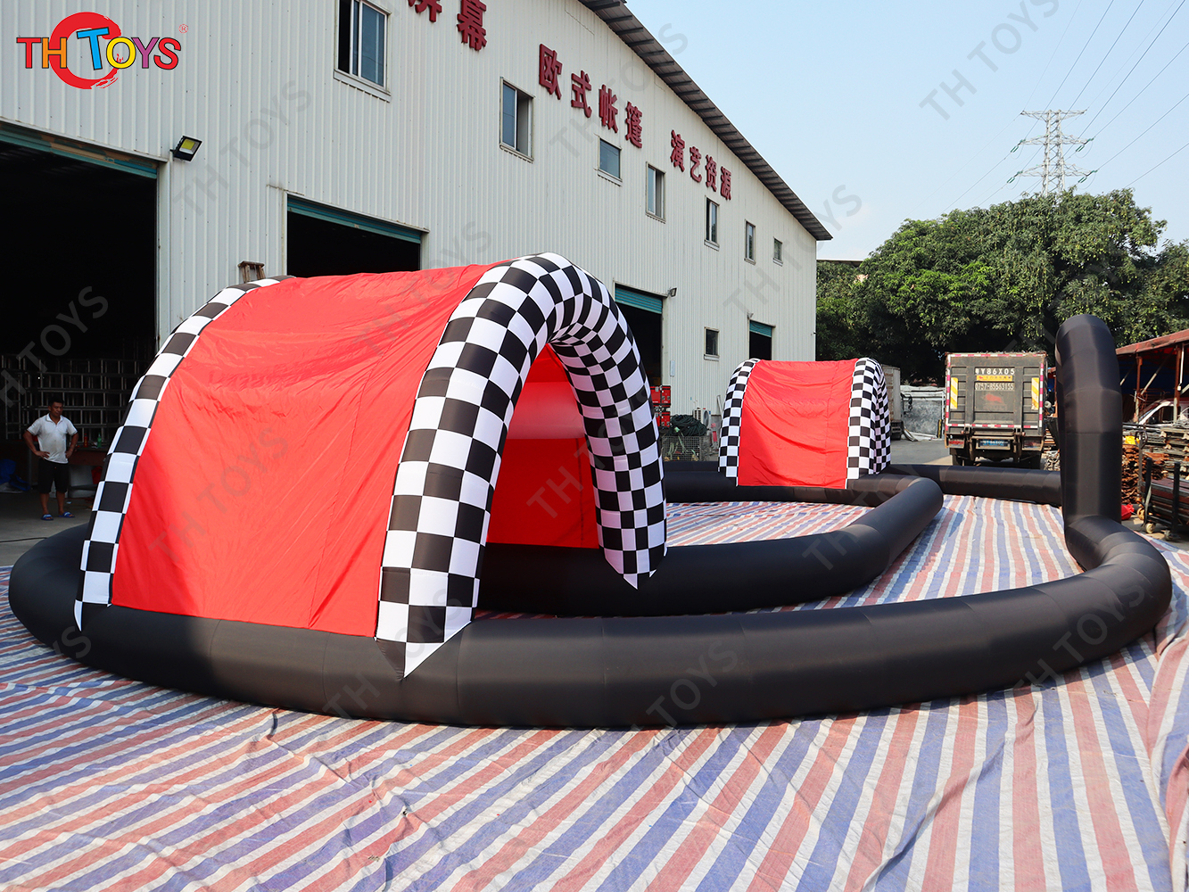 inflatable car track way,inflatable go kart track for zorb ball toy car court