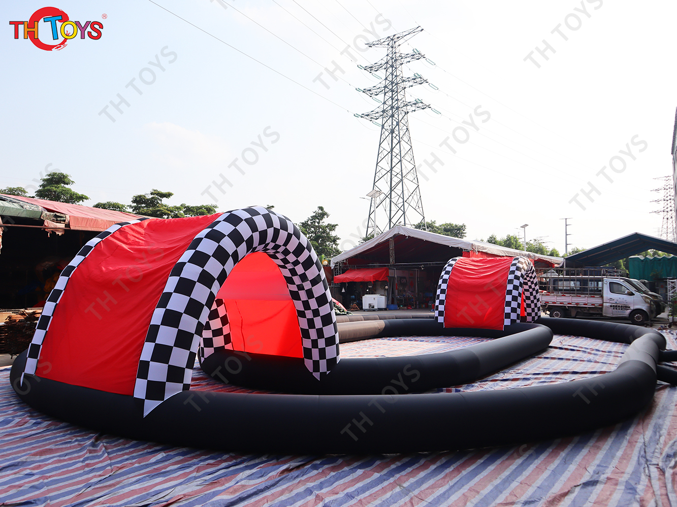 inflatable car track way,inflatable go kart track for zorb ball toy car court