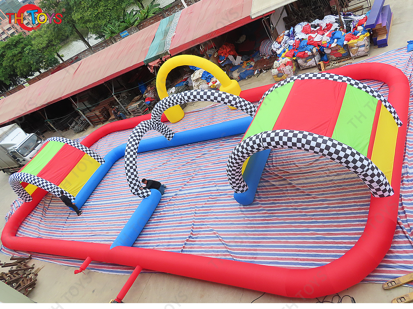 inflatable zorb ball go kart air track inflatable race track