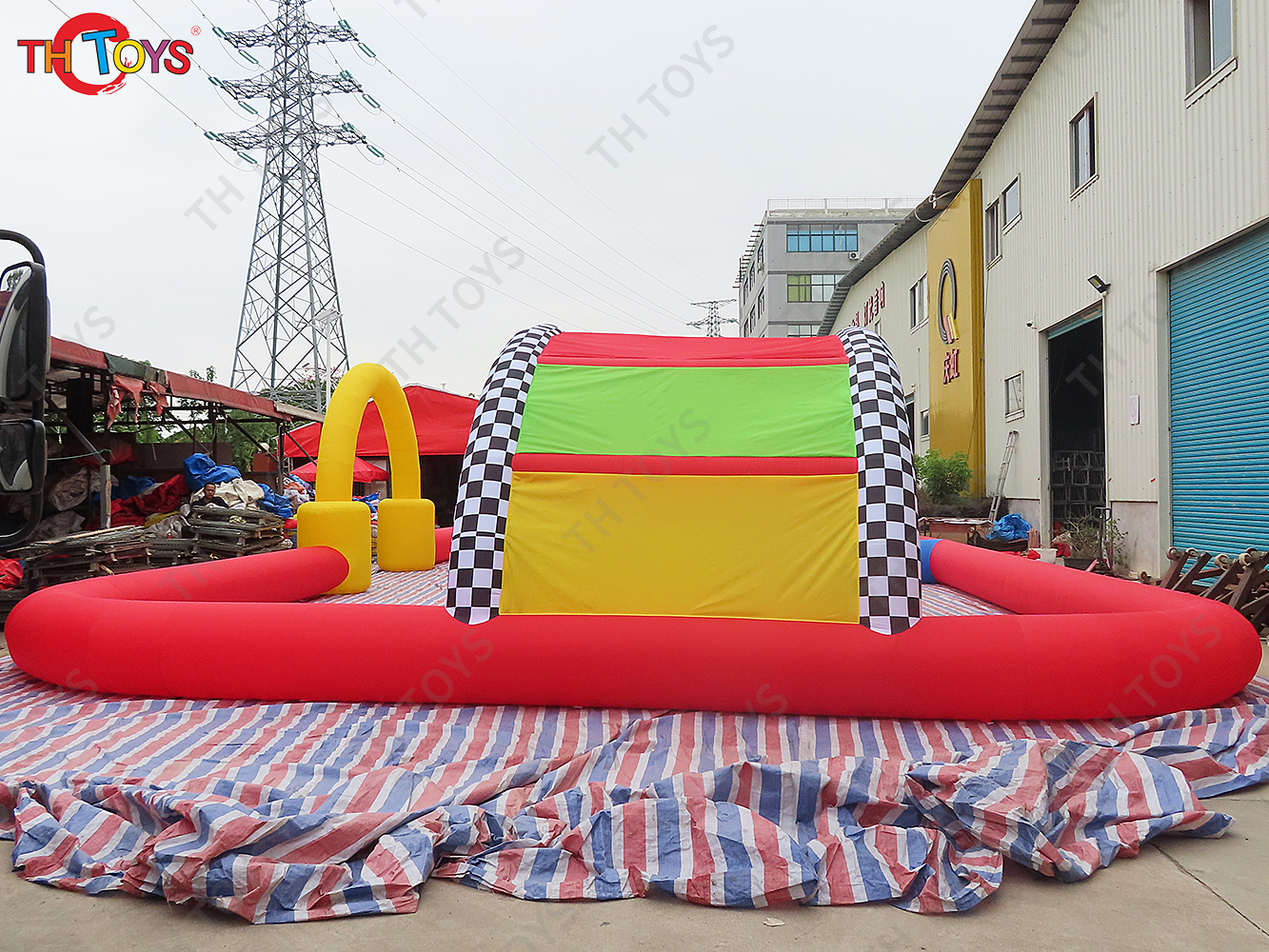 inflatable zorb ball go kart air track inflatable race track
