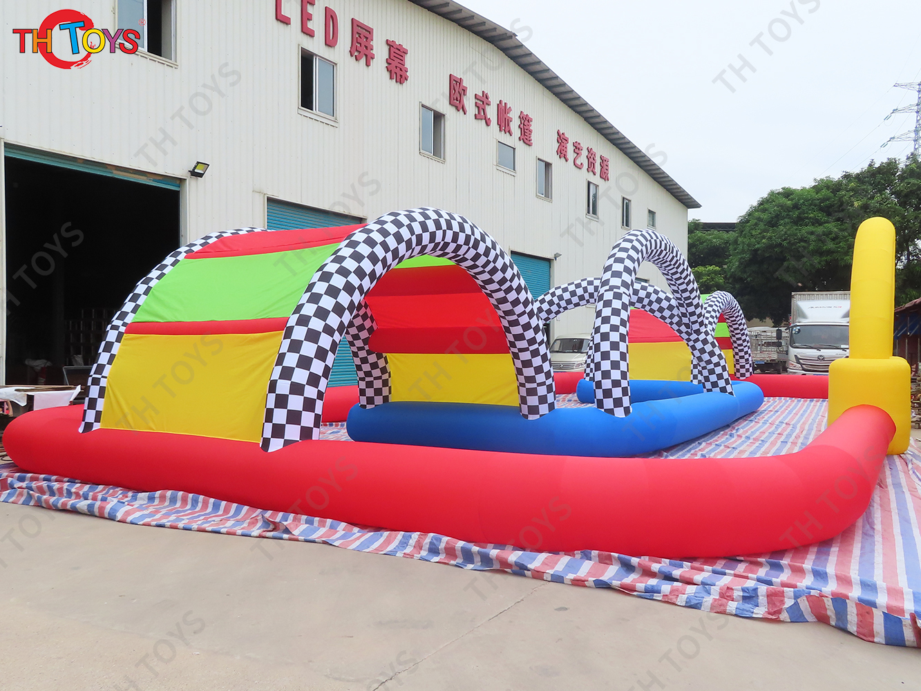 inflatable zorb ball go kart air track inflatable race track