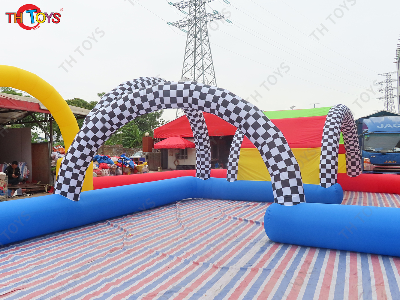 inflatable zorb ball go kart air track inflatable race track