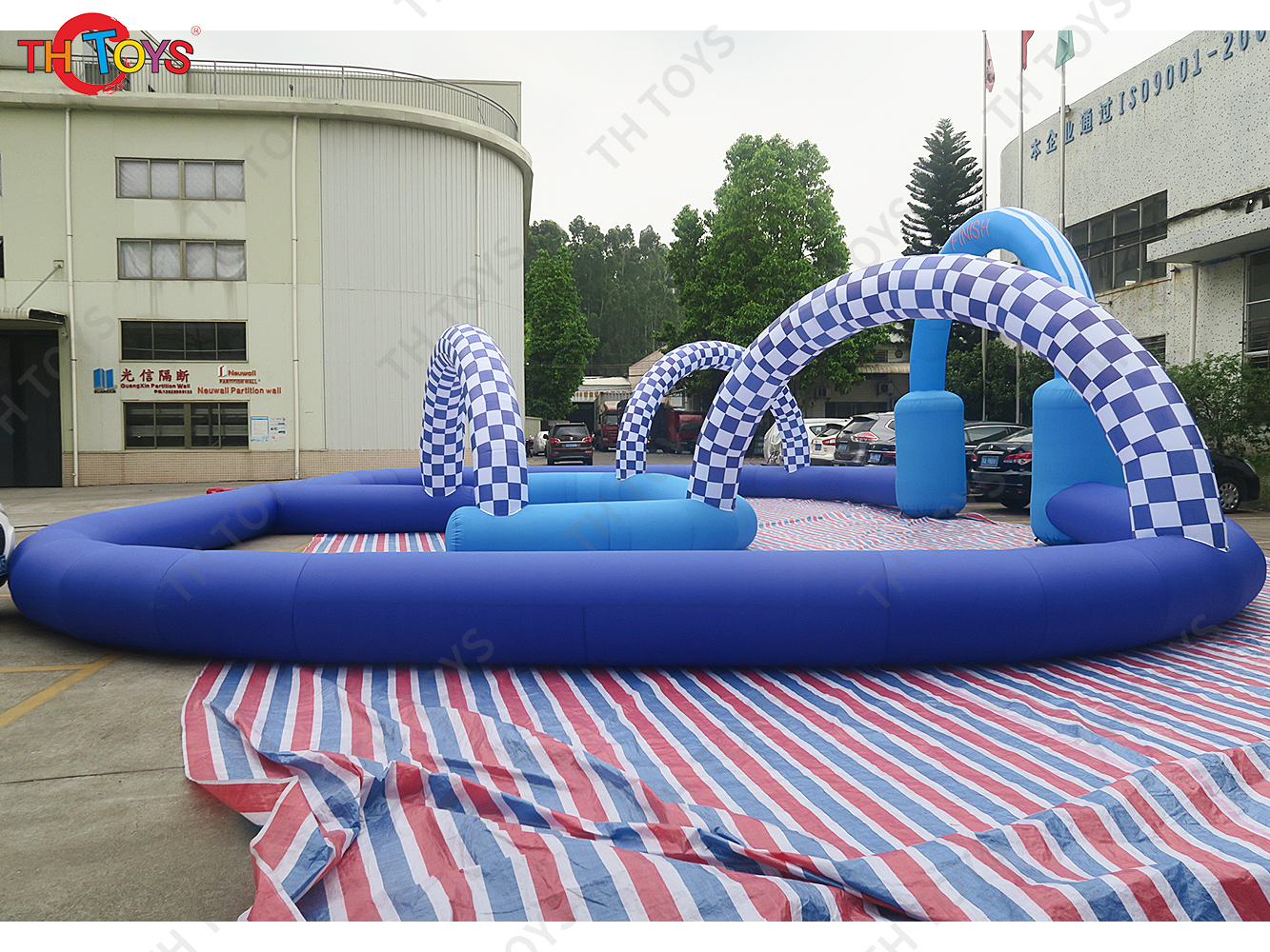 outdoor portable Inflatable Sport Game Zorb Ball Go Kart track,customized inflatable car border