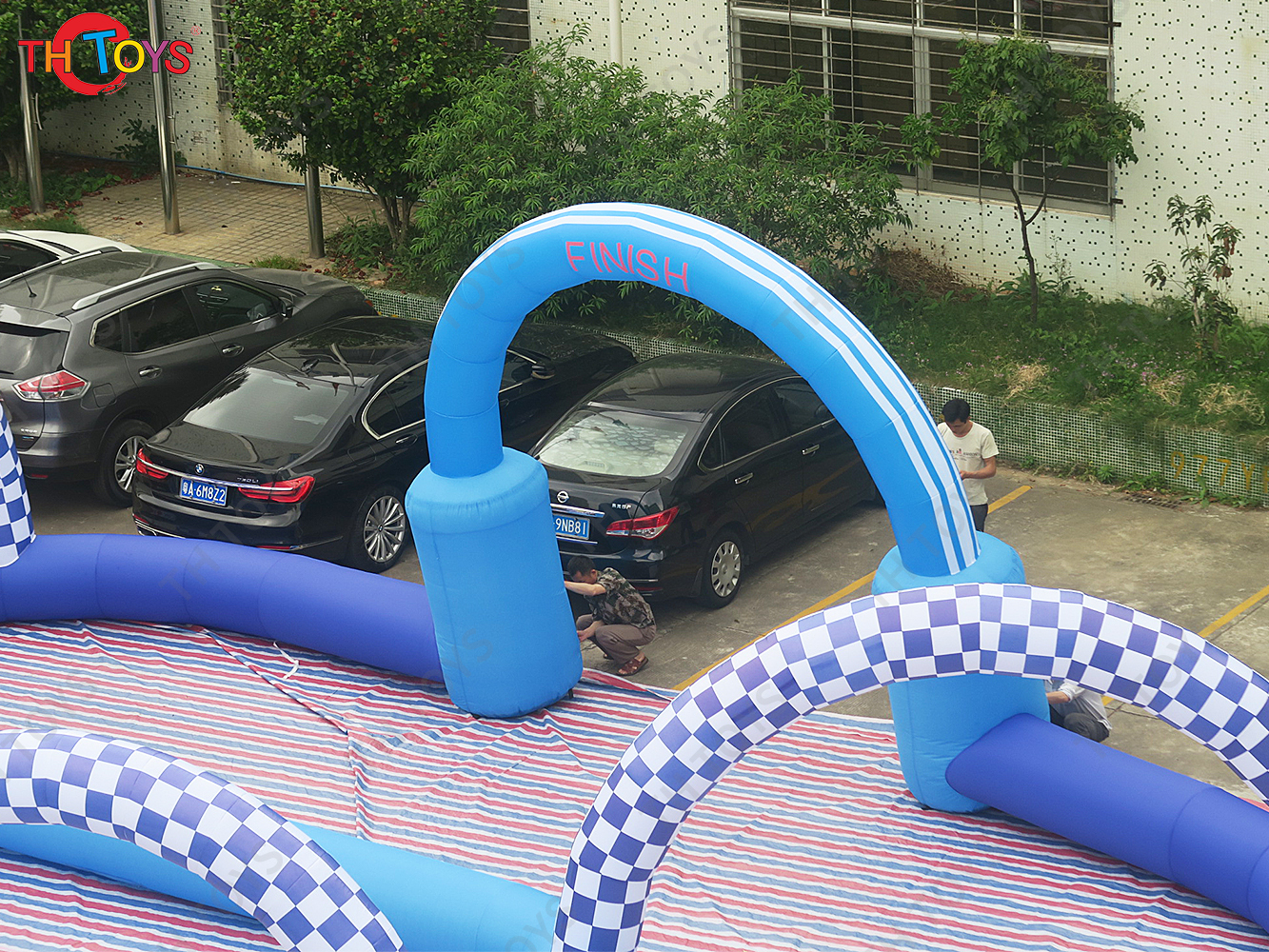 outdoor portable Inflatable Sport Game Zorb Ball Go Kart track,customized inflatable car border