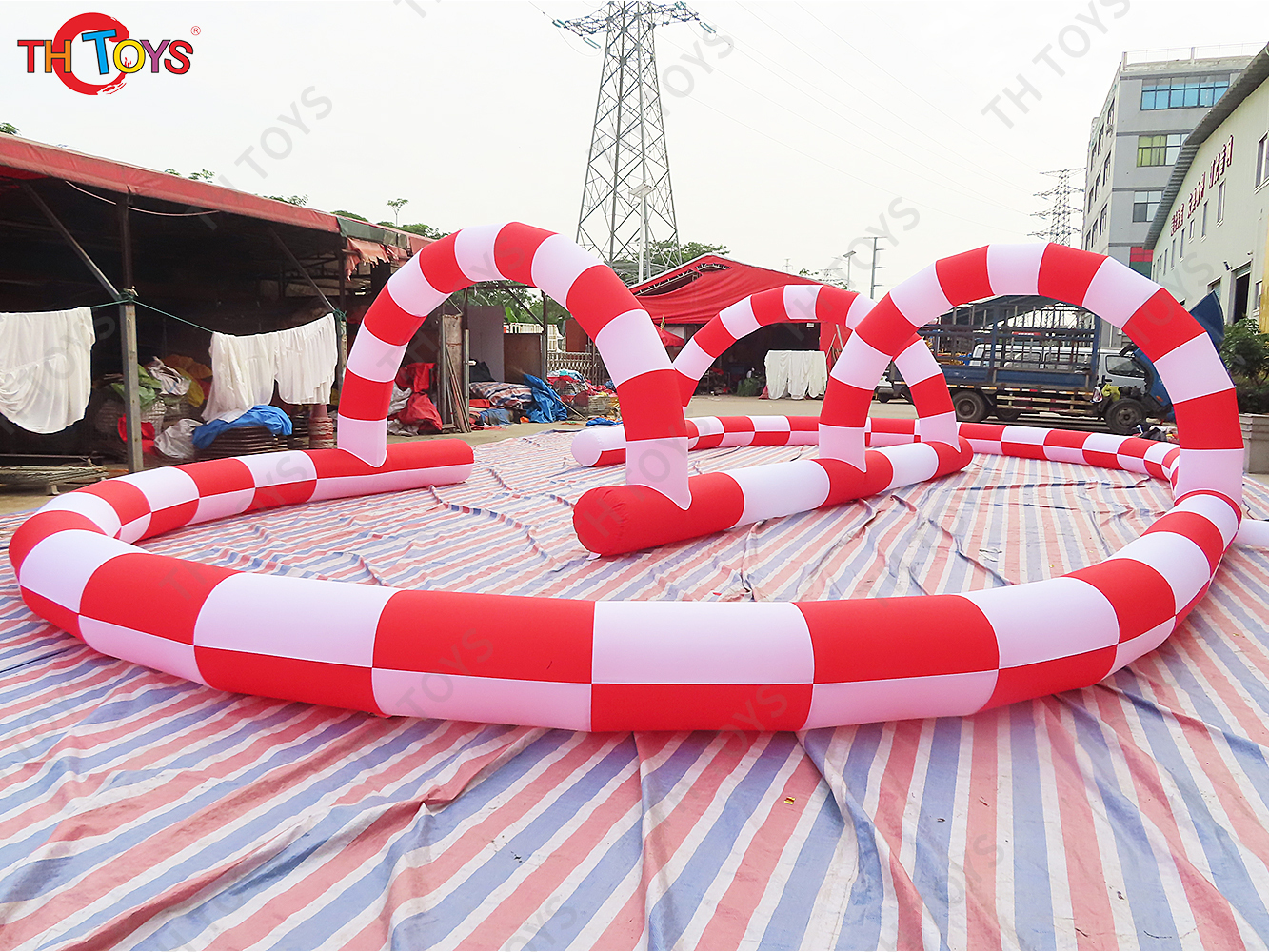 outdoor portable Inflatable Sport Game Zorb Ball Go Kart track,customized inflatable car border