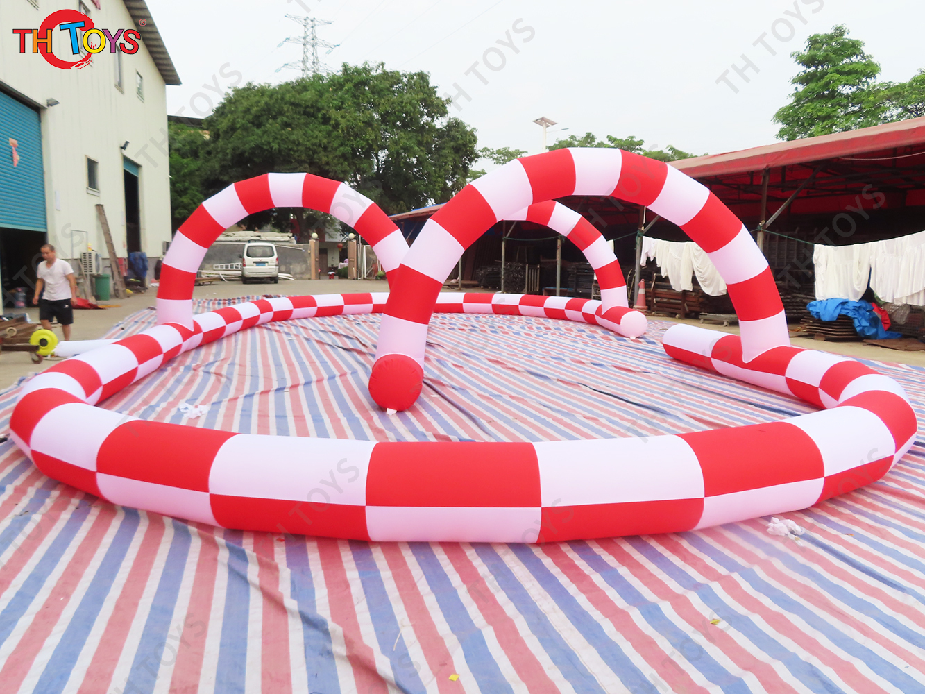 outdoor portable Inflatable Sport Game Zorb Ball Go Kart track,customized inflatable car border