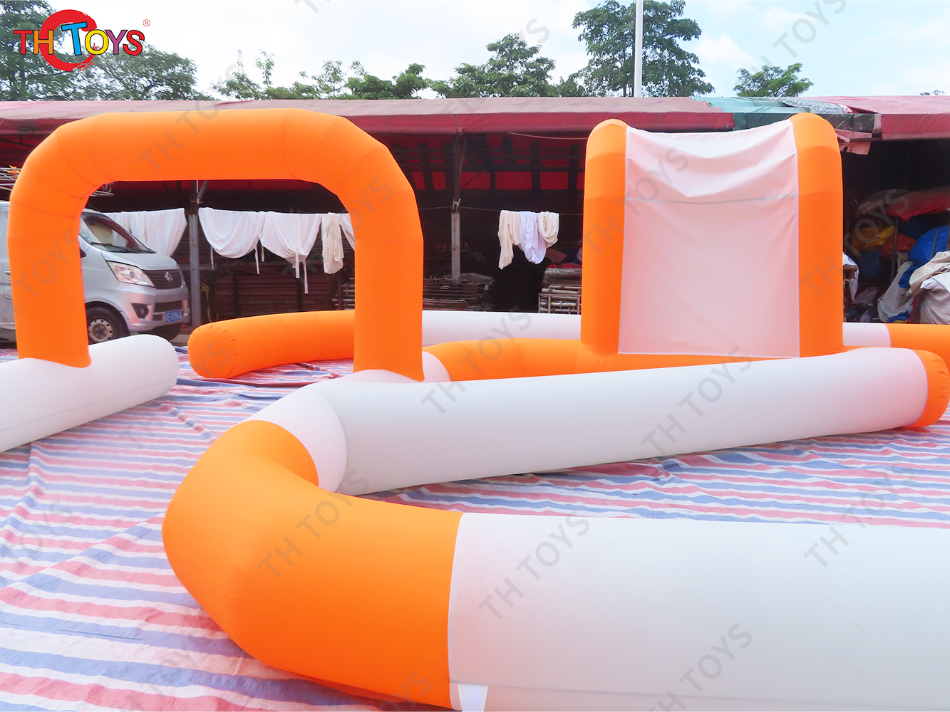Orange Car Race Inflatable Air Track Carnival Sport Game