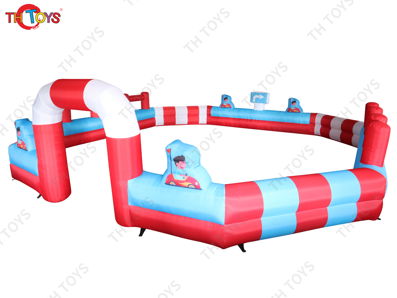 Outdoor Bumper Car Speedway Racing Track, cheap Inflatable Go Kart Zorb Ball Race Track for kids