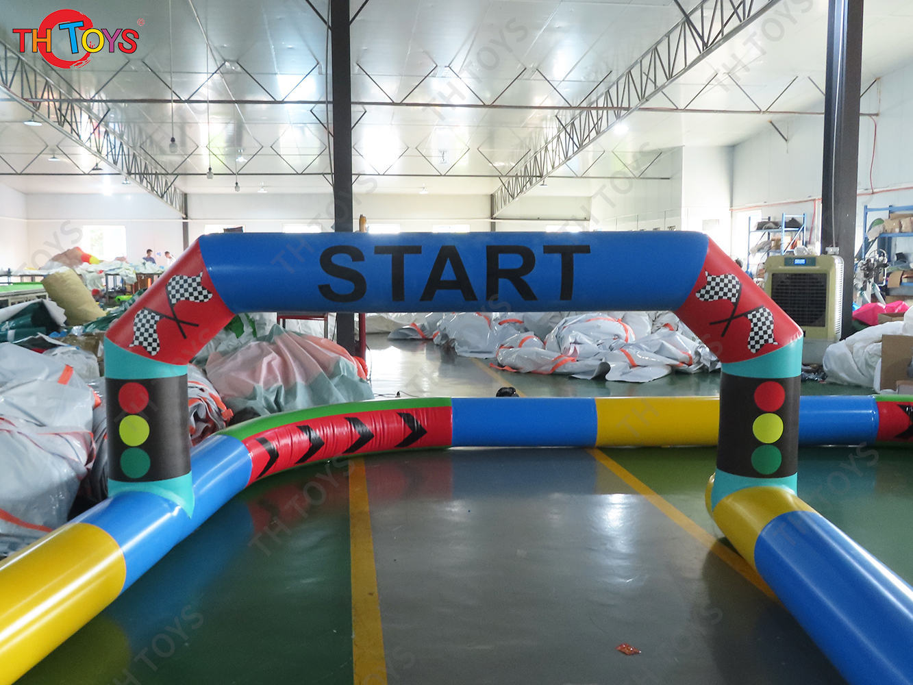 outdoor sports game inflatable race track,inflatable air racing track,inflatable go kart track