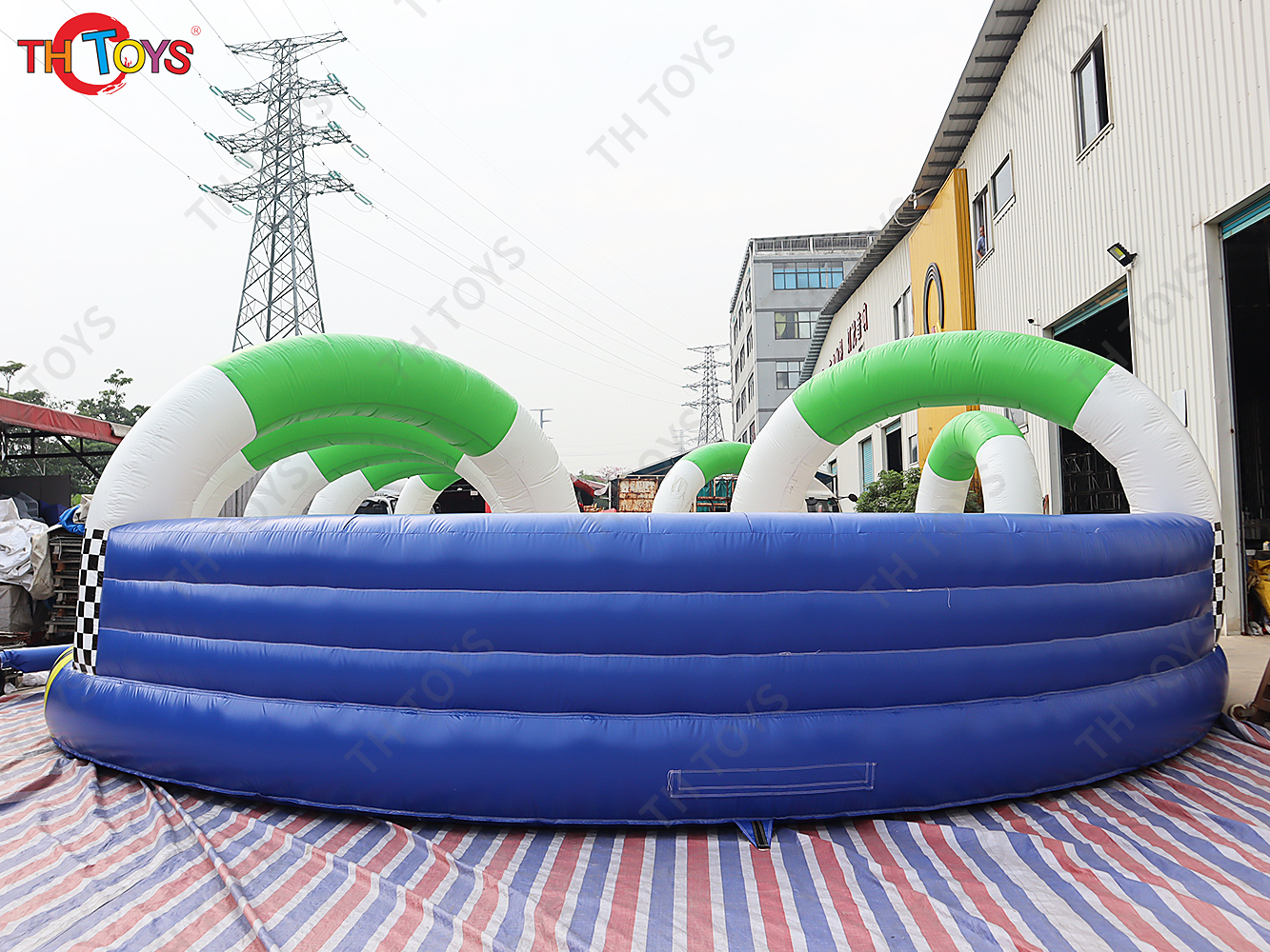 16x9m Outdoor Games Inflatable Race Track Inflatable Air Tumble Track / Go Kart Track