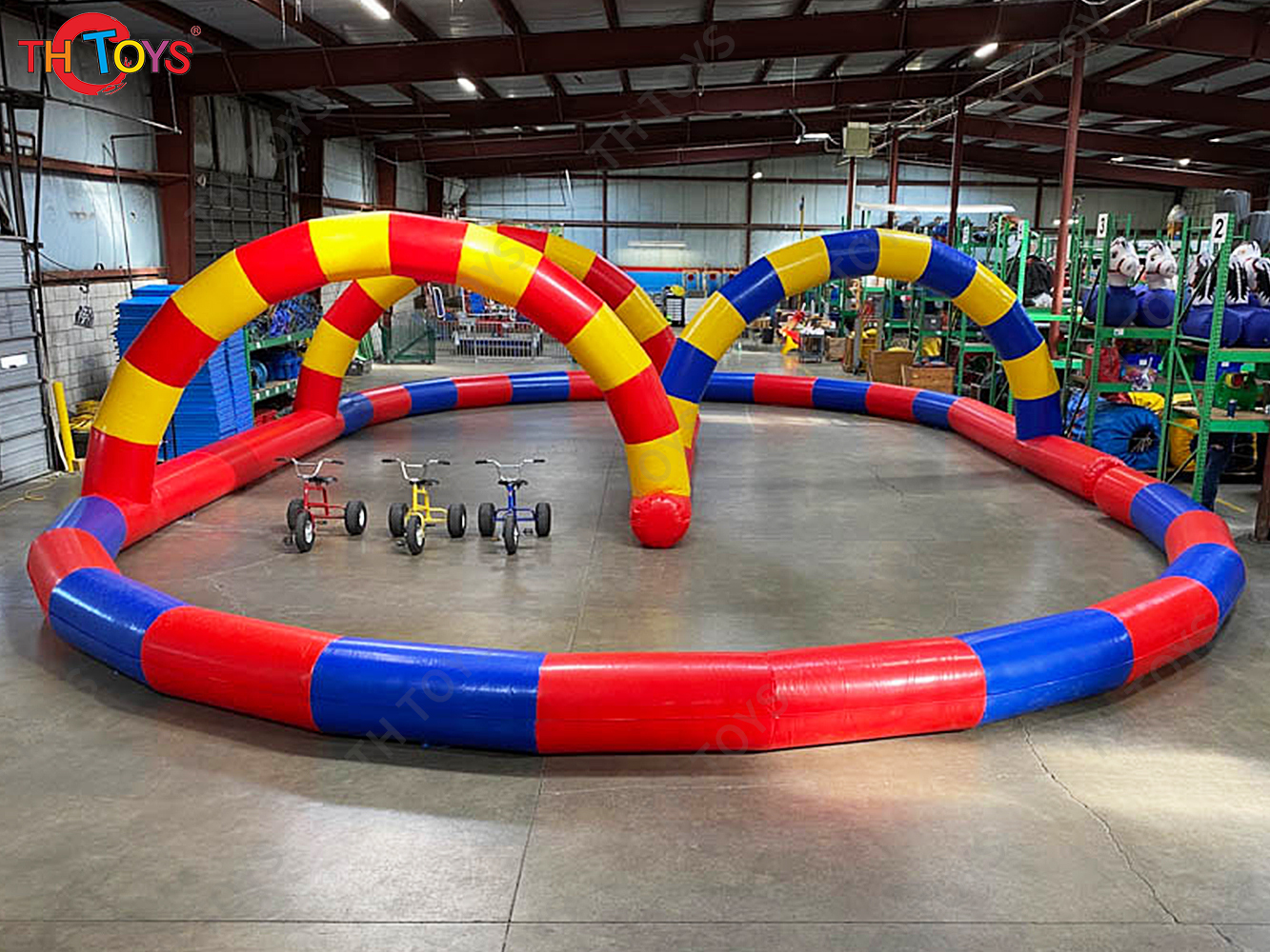 Trike racing Pedal Car racing Inflatable Air Track Rainbow Race Track for Sale