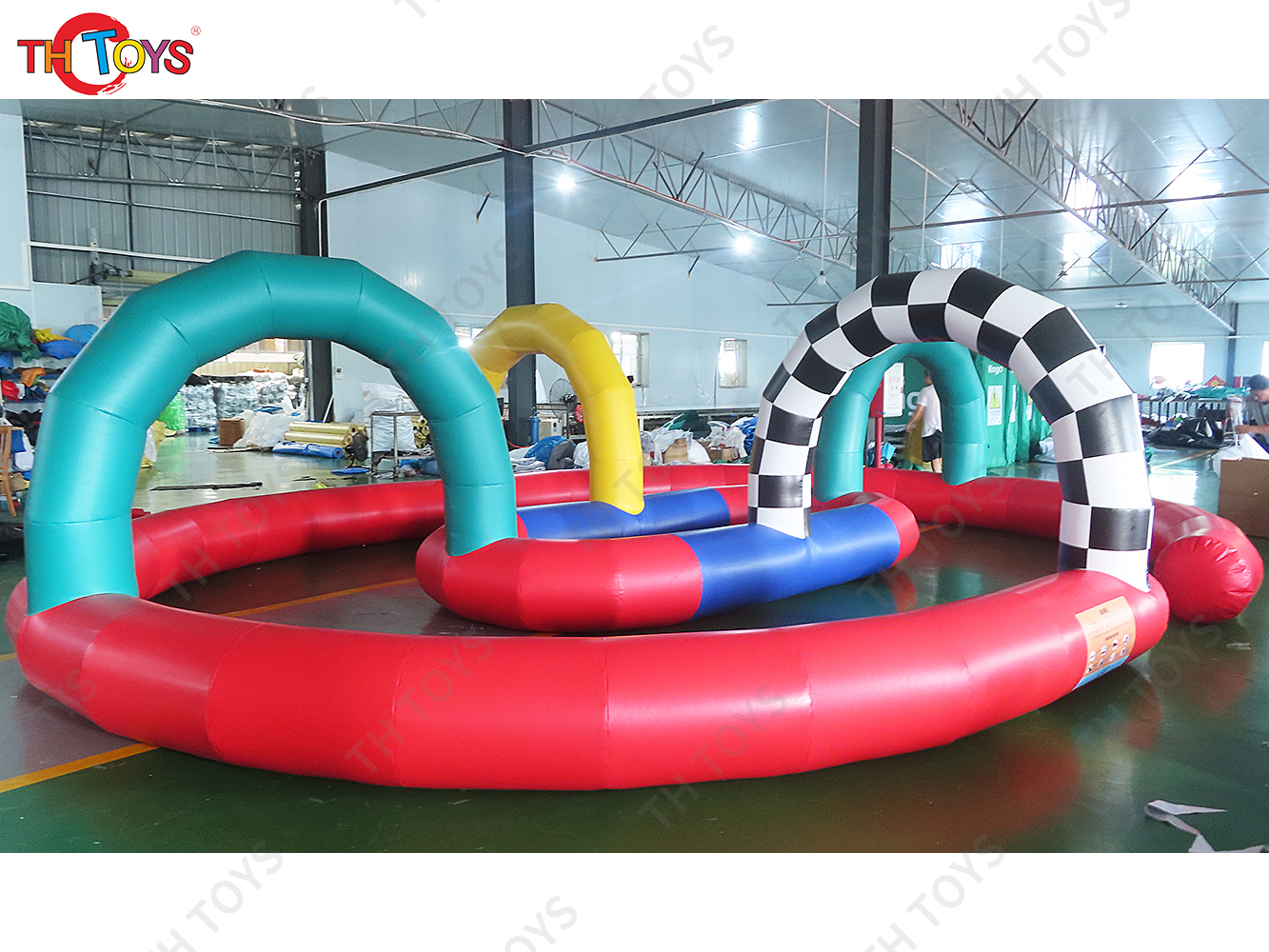 Trike racing Pedal Car racing Inflatable Air Track Rainbow Race Track