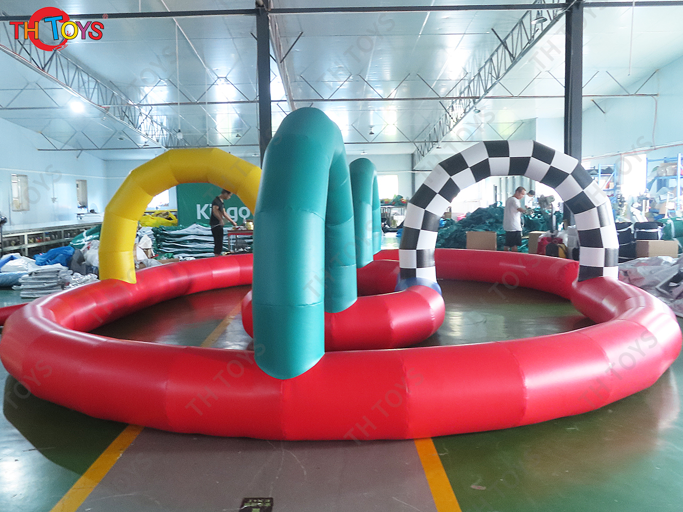 Trike racing Pedal Car racing Inflatable Air Track Rainbow Race Track
