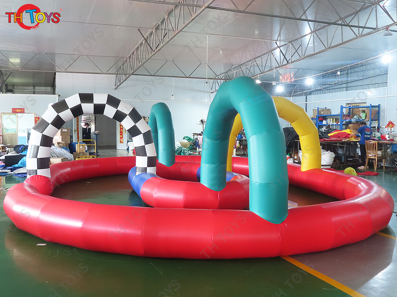 Trike racing Pedal Car racing Inflatable Air Track Rainbow Race Track