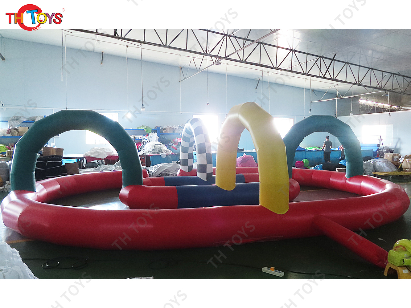 Trike racing Pedal Car racing Inflatable Air Track Rainbow Race Track