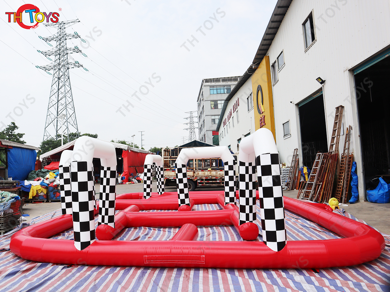 giant outdoor zorb ball airtrack Inflatable Track inflatable racing car go kart track