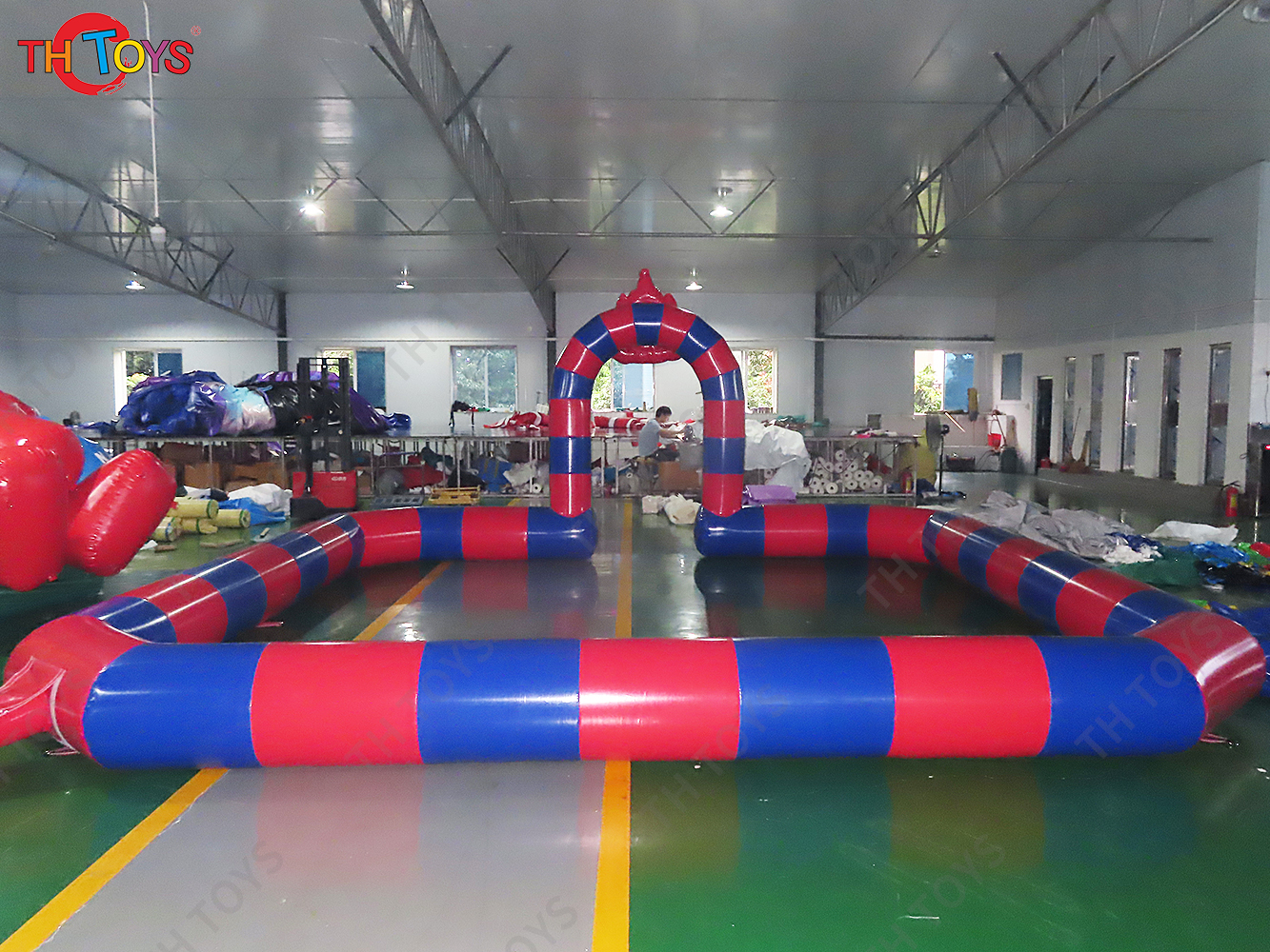 Inflatable Fence Line Amusement Inflatable Bumper Car Go Kart Track Bumper Car Race For Kids Indoor Outdoor Fun