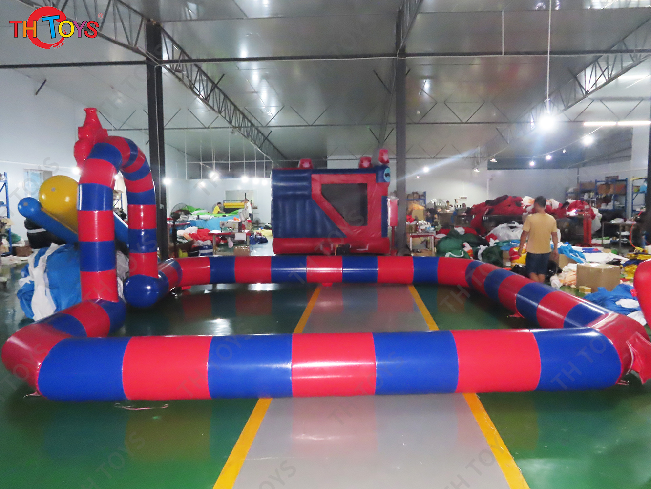 Inflatable Fence Line Amusement Inflatable Bumper Car Go Kart Track Bumper Car Race For Kids Indoor Outdoor Fun