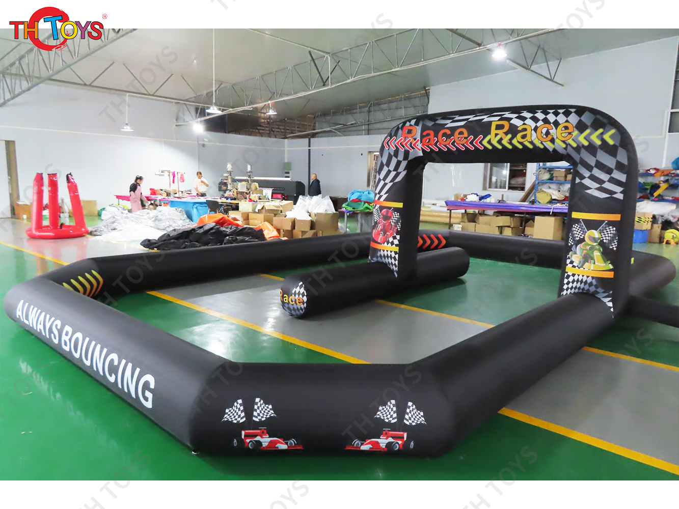 6x6m Car Racing Inflatable Air Track Black Didi Kart Race Track