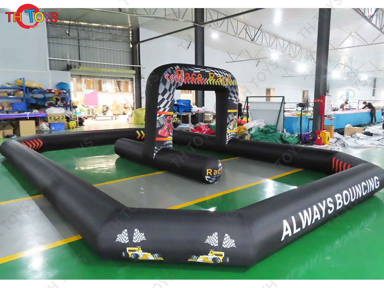 6x6m Car Racing Inflatable Air Track Black Didi Kart Race Track