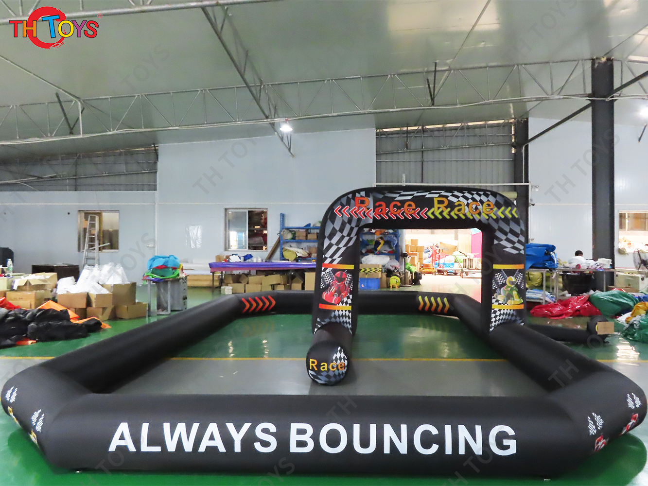 6x6m Car Racing Inflatable Air Track Black Didi Kart Race Track