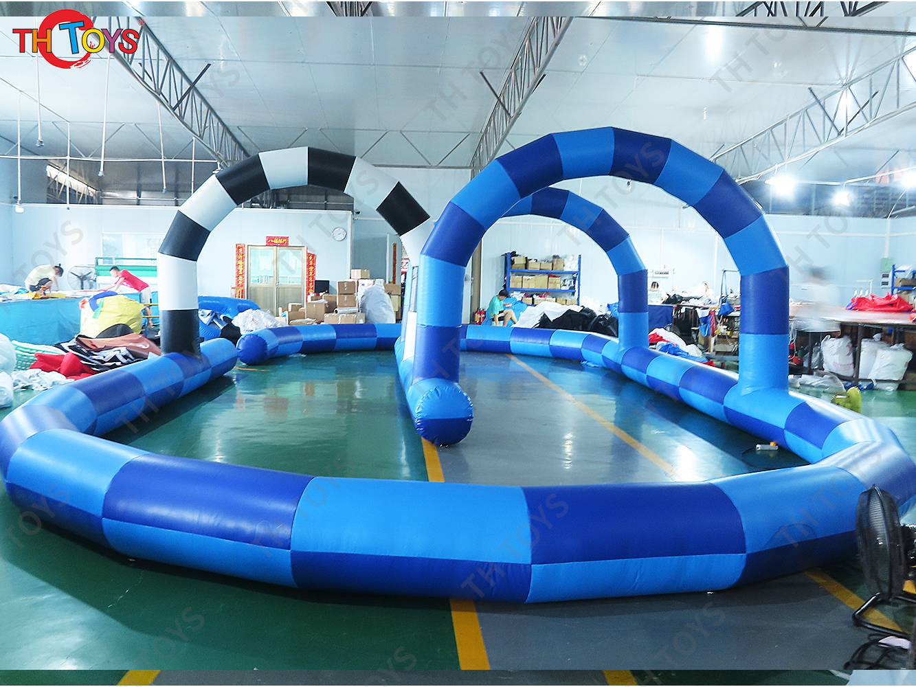 Outdoor Big Inflatable Go Kart Track Inflatable Race Track Zorb Ball Track