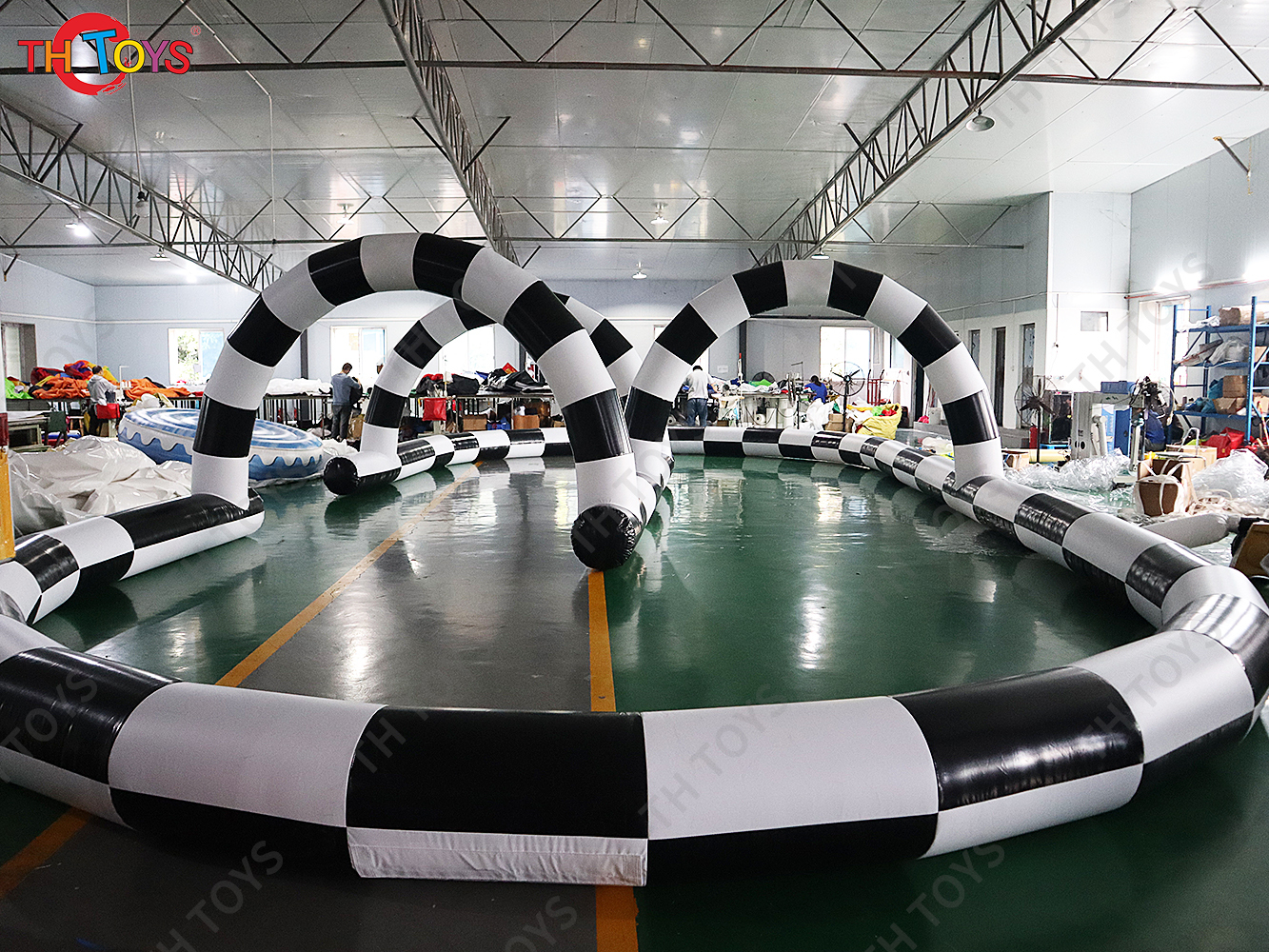 Outdoor Inflatable Bumper Car Go Kart Track Inflatable Zorbing Ball Arena Race Track, RC Car Racing Track
