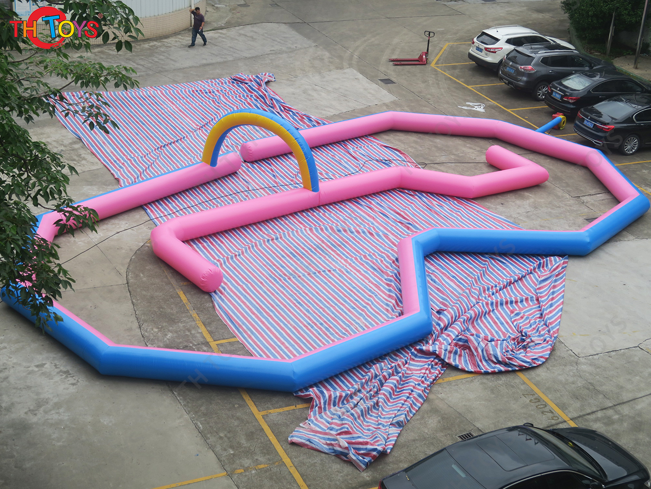 giant outdoor sport games cheap inflatable zorb ball track race track inflatable go kart track