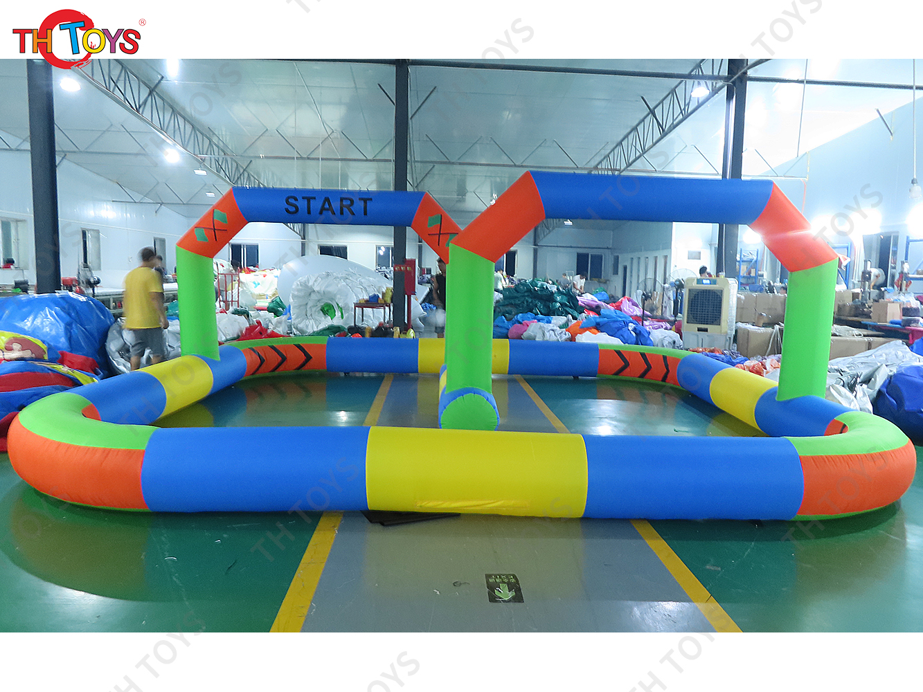 Outdoor Customized Riding Toys Bumper Car Zorb Ball Racing Court Inflatable Go Kart Race Track