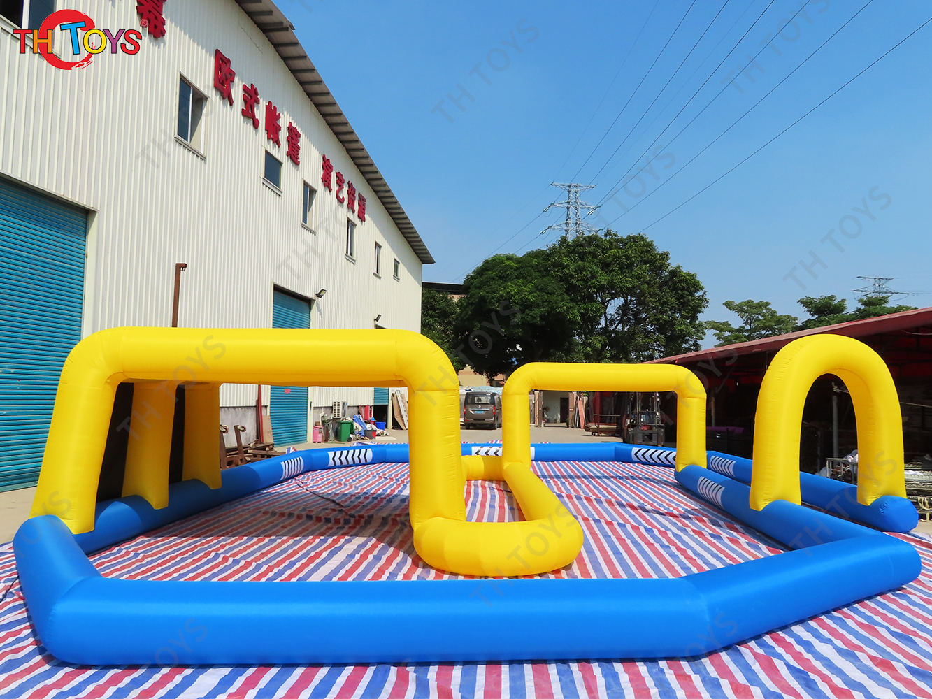 Commercial inflatable kart race track, oxford cheap inflatable go kart racing track/zorb ball air track