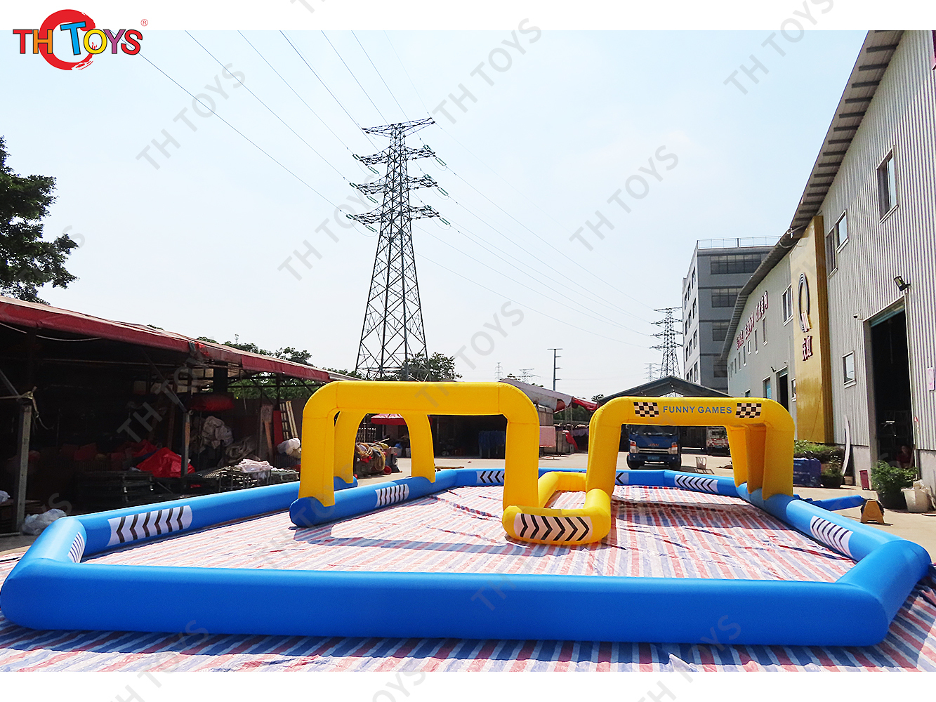Commercial inflatable kart race track, oxford cheap inflatable go kart racing track/zorb ball air track