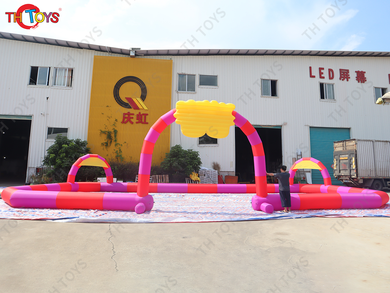 Inflatable Fence Line Amusement Inflatable Bumper Car Go Kart Track Bumper Car Race For Kids Indoor Outdoor Fun