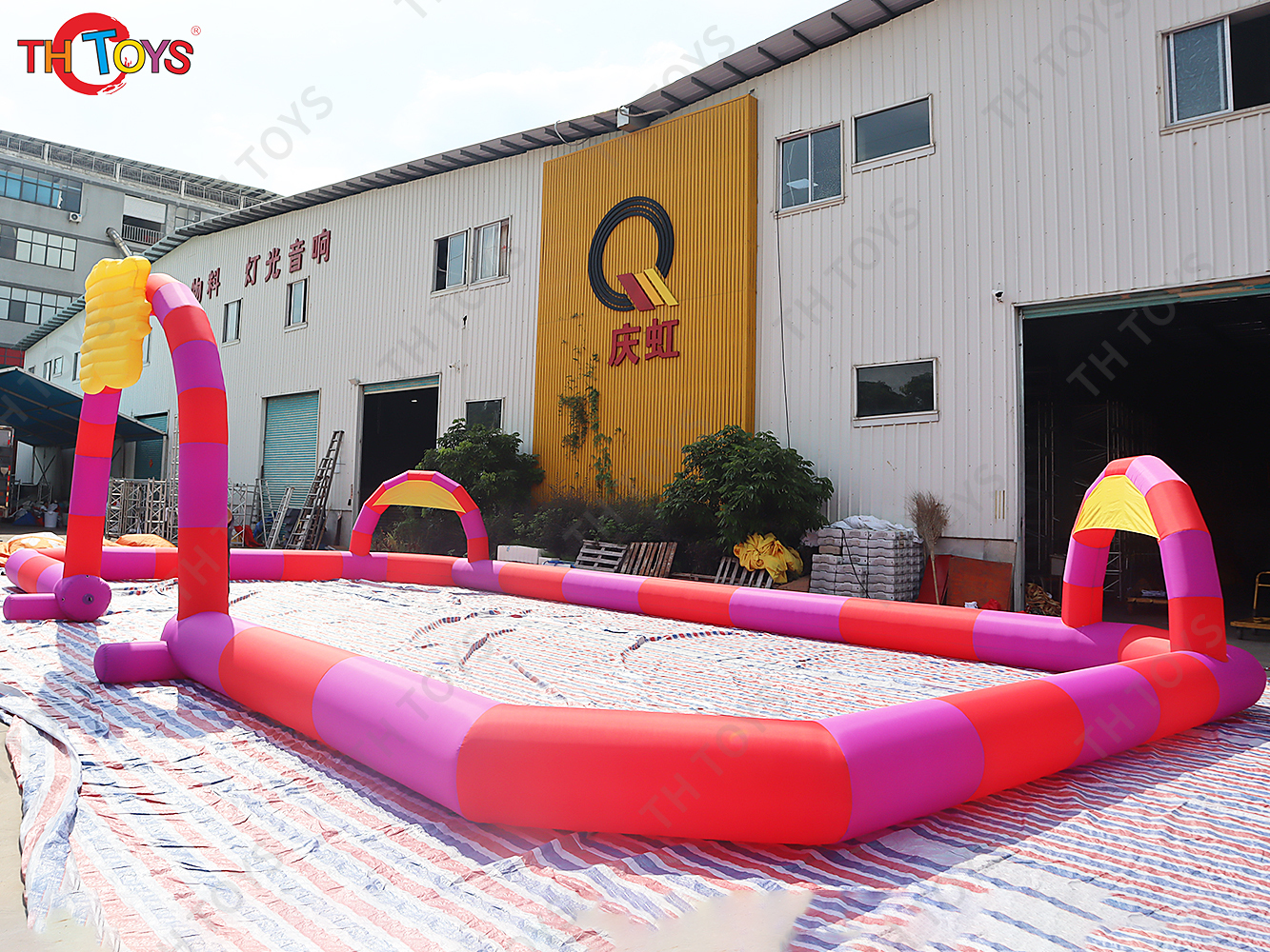 Inflatable Fence Line Amusement Inflatable Bumper Car Go Kart Track Bumper Car Race For Kids Indoor Outdoor Fun