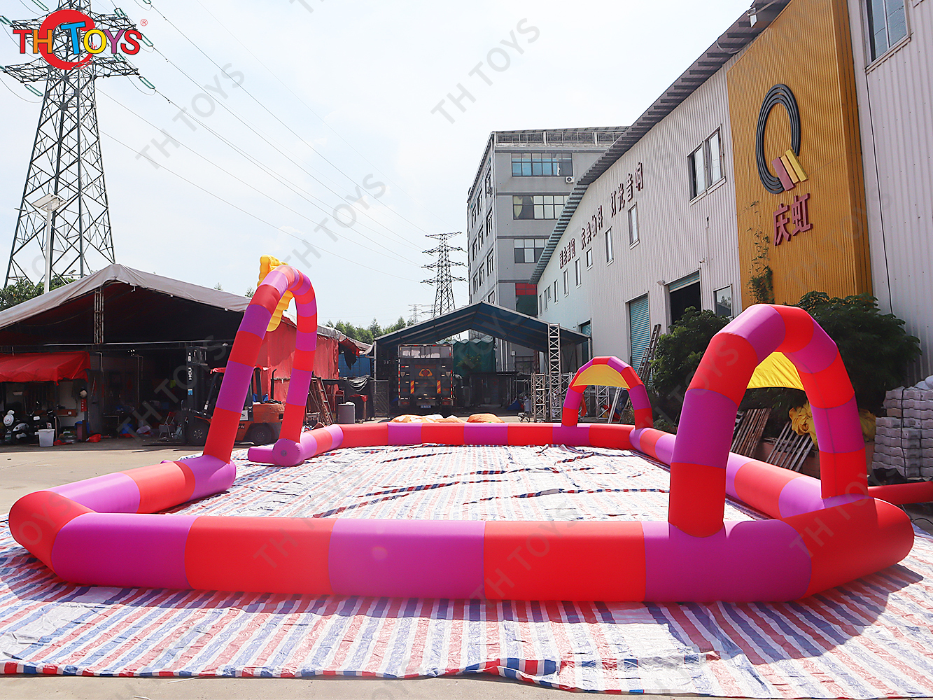 Inflatable Fence Line Amusement Inflatable Bumper Car Go Kart Track Bumper Car Race For Kids Indoor Outdoor Fun