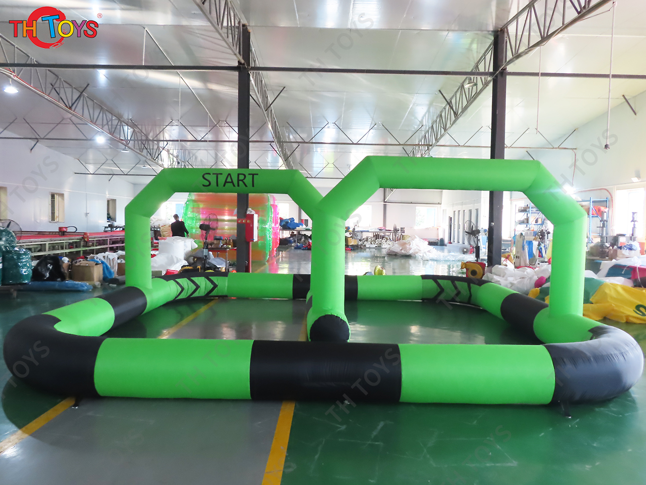 Outdoor Customized Riding Toys Bumper Car Zorb Ball Racing Court Inflatable Go Kart Race Track