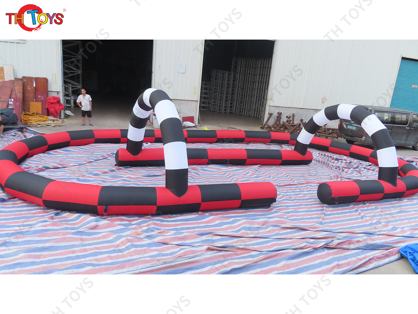 Outdoor Customized Riding Toys Bumper Car Zorb Ball Racing Court Inflatable Go Kart Race Track