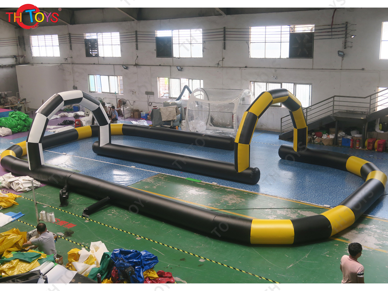 Outdoor Big Inflatable Go Kart Track Inflatable Race Track Zorb Ball Track