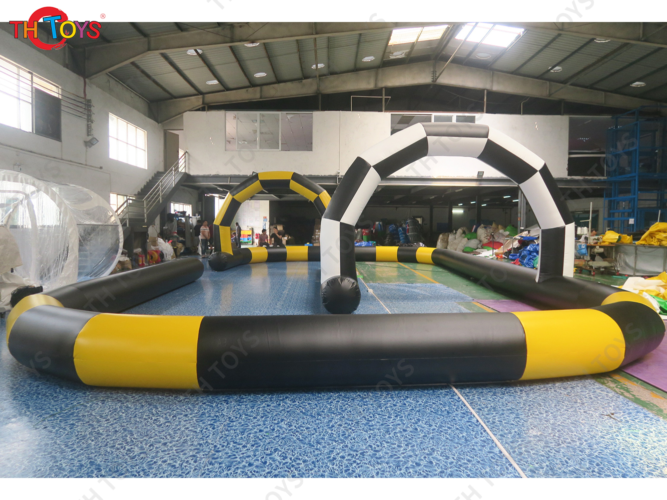 Outdoor Big Inflatable Go Kart Track Inflatable Race Track Zorb Ball Track