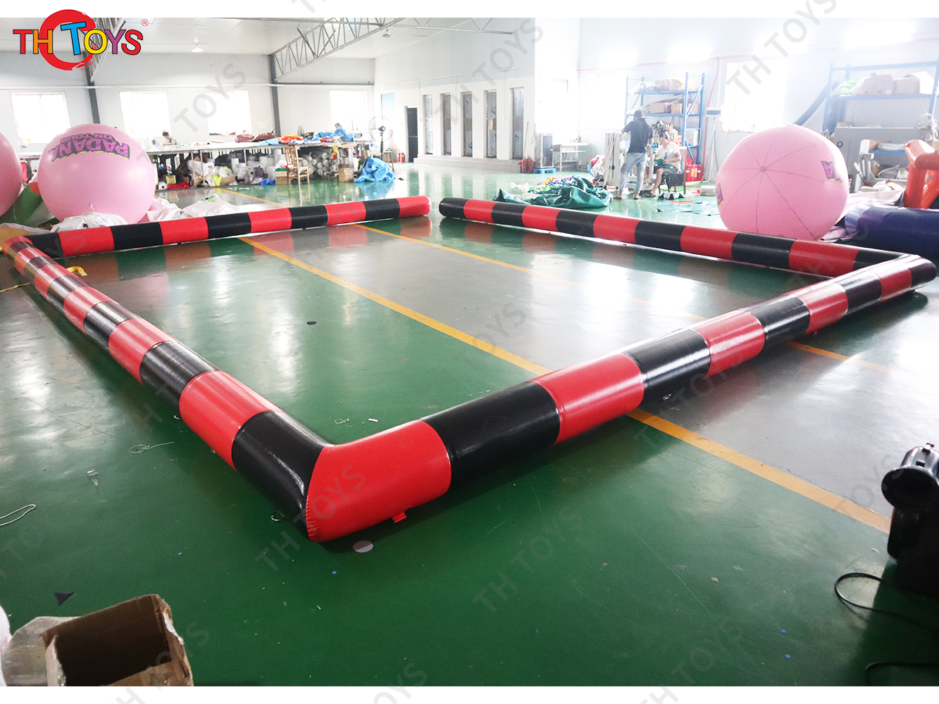 Inflatable Fence Line Amusement Inflatable Bumper Car Go Kart Track Bumper Car Race For Kids Indoor Outdoor Fun