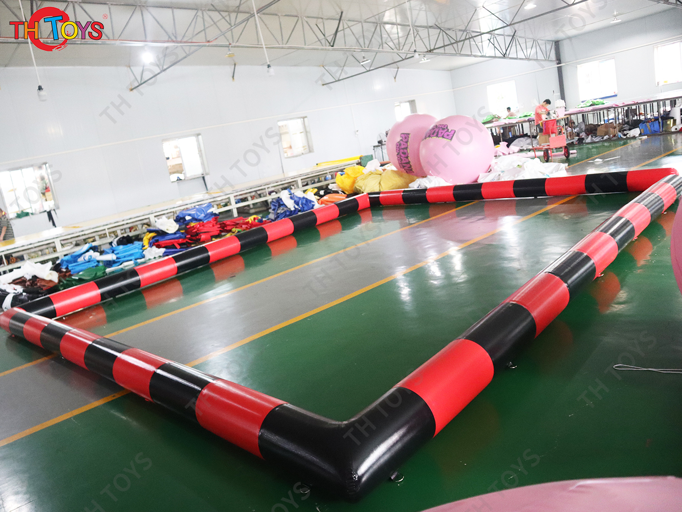 Inflatable Fence Line Amusement Inflatable Bumper Car Go Kart Track Bumper Car Race For Kids Indoor Outdoor Fun