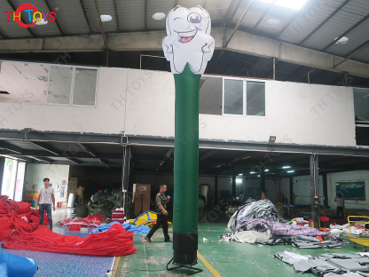 3m High Inflatable Tooth Sky Dancer Smile Teeth Air Dancer Dancing Tubes for Dental Clinic advertising