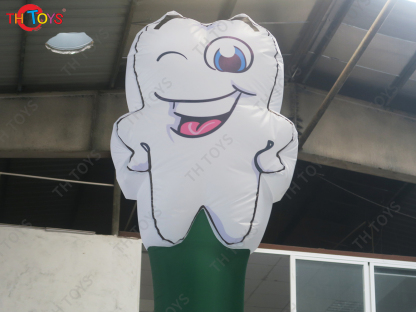 3m High Inflatable Tooth Sky Dancer Smile Teeth Air Dancer Dancing Tubes for Dental Clinic advertising
