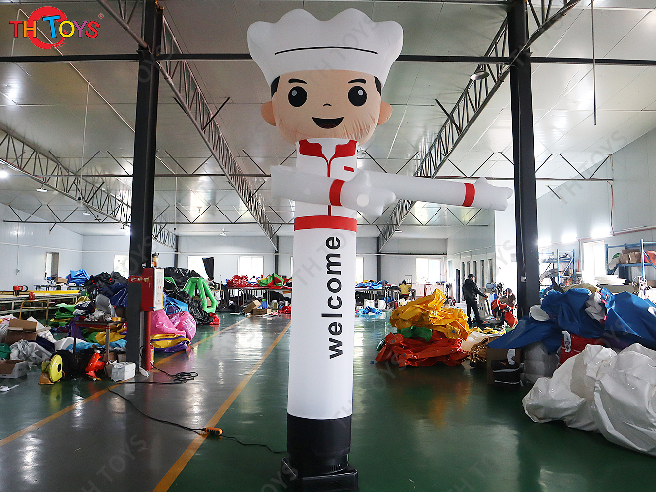 3mH Chef Cartoon Waving Hand Inflatable Sky Dancer for Outdoor Advertising Dancing Man