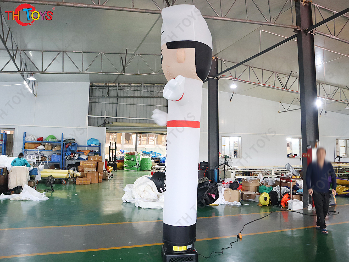 3mH Chef Cartoon Waving Hand Inflatable Sky Dancer for Outdoor Advertising Dancing Man
