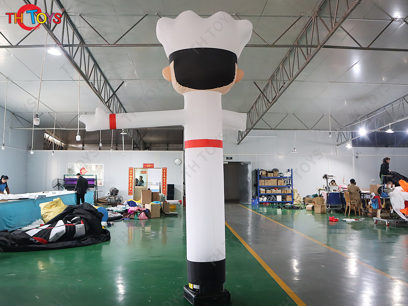 3mH Chef Cartoon Waving Hand Inflatable Sky Dancer for Outdoor Advertising Dancing Man