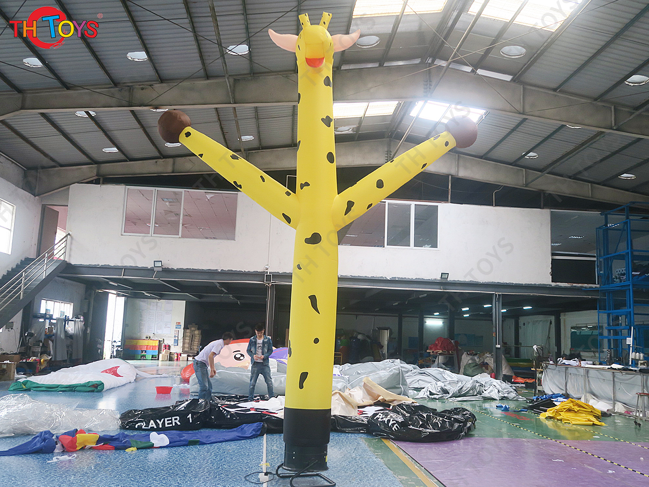 5mH Giant Giraffe Inflatable Sky Dancer Air Dancing Animals Replica with Blower