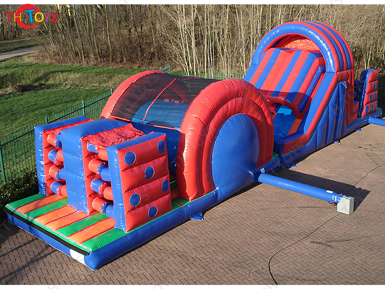 25m Outdoor Team Work Game Interactive Challenge Course Inflatable Obstacle Course Sports Games