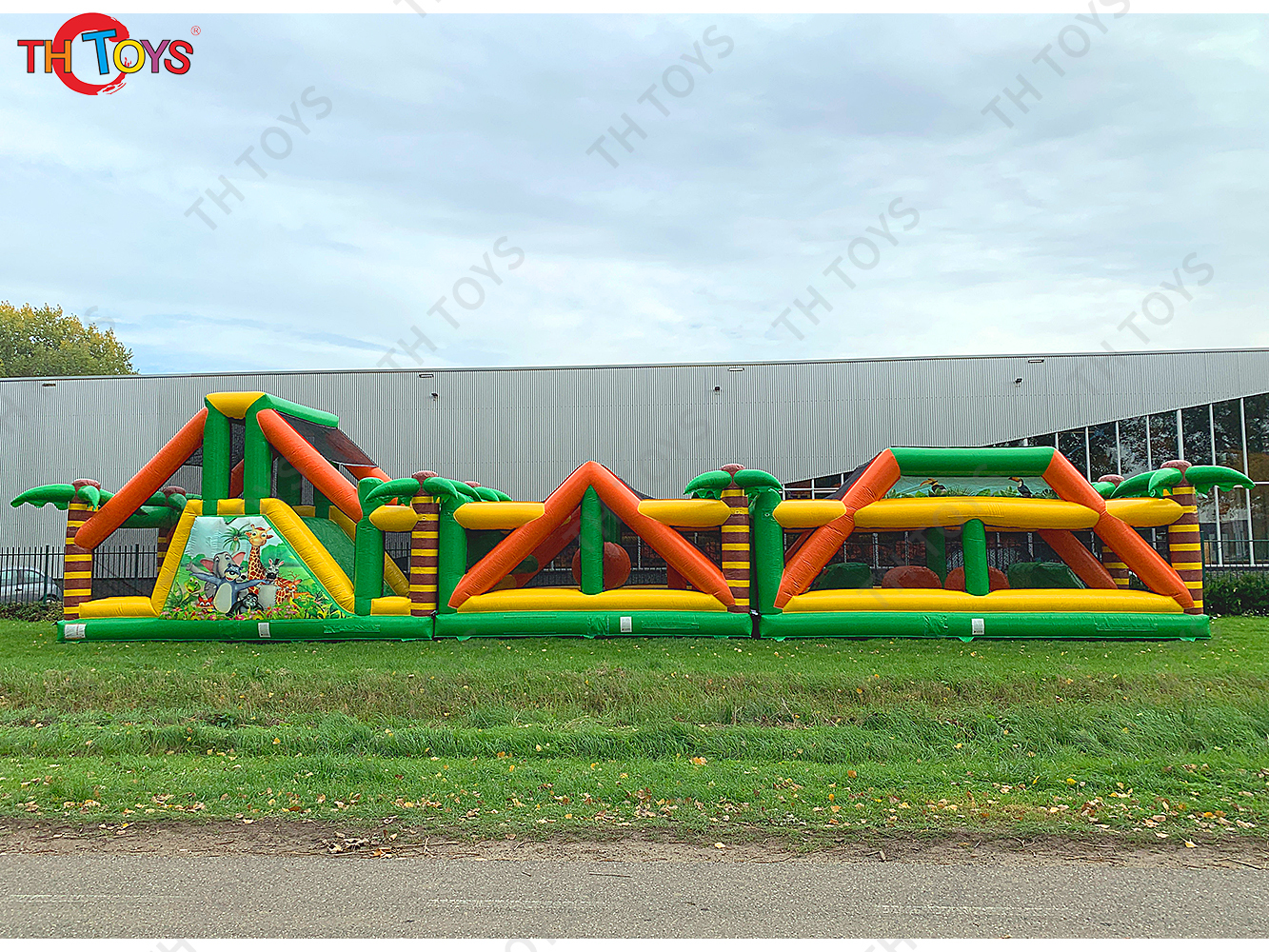25m Outdoor Team Work Game Interactive Challenge Course Inflatable Obstacle Course Sports Games