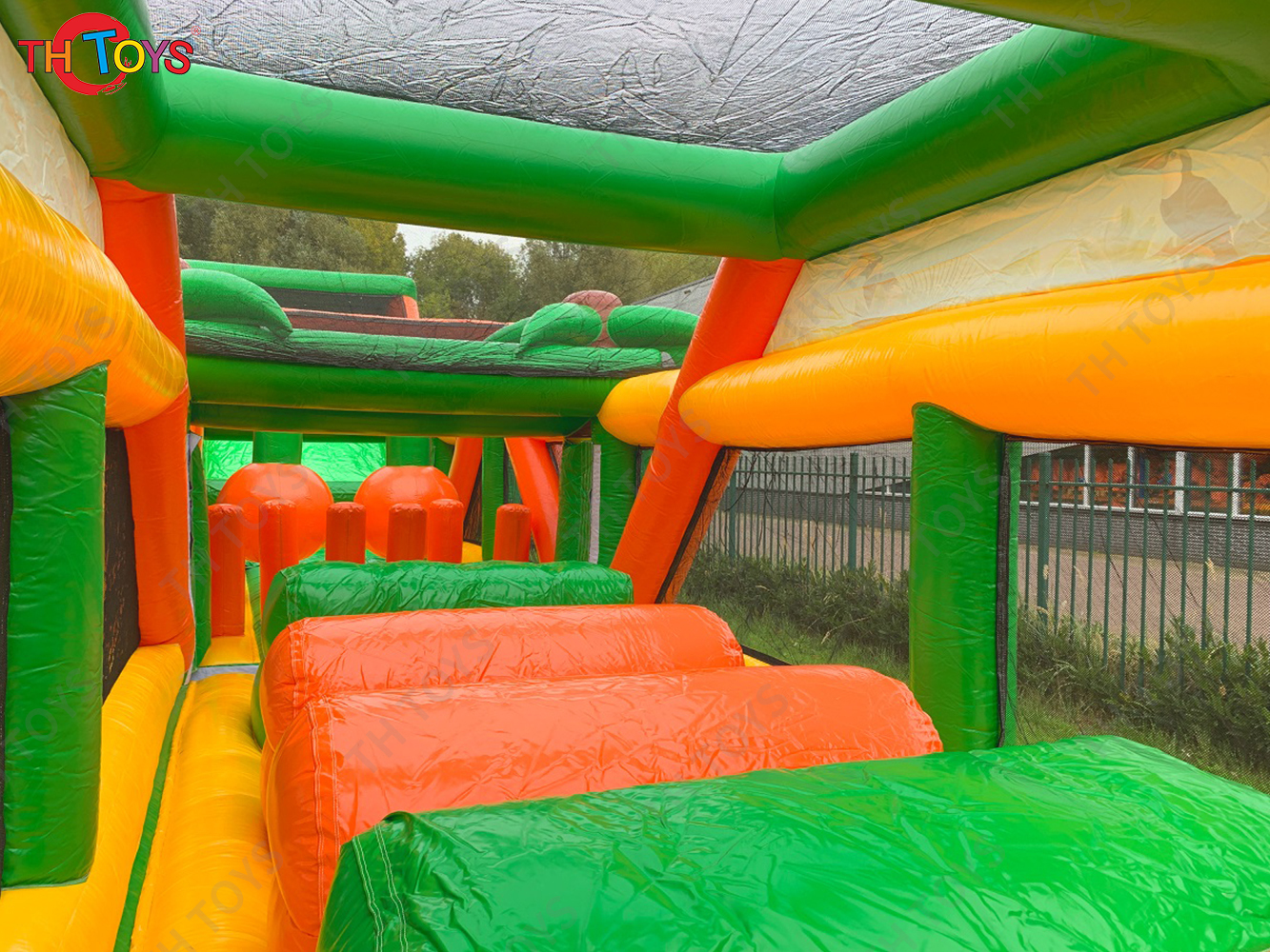 25m Outdoor Team Work Game Interactive Challenge Course Inflatable Obstacle Course Sports Games