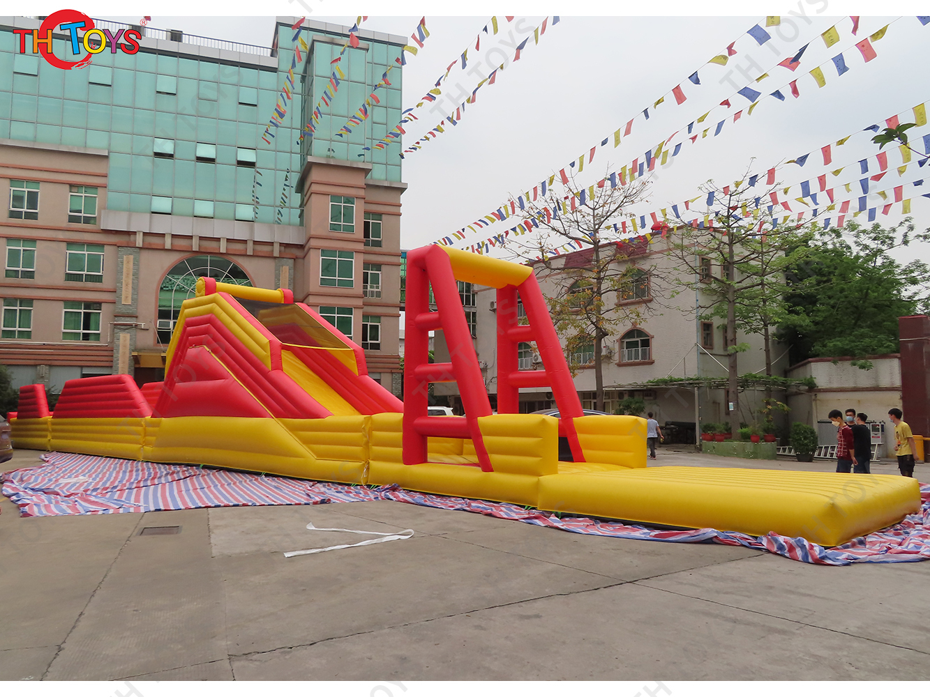 36m long giant Inflatable Obstacle Course, outdoor kids adults training camp games bouncy slides